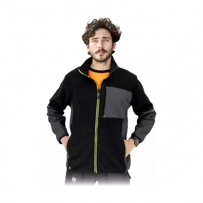 LH-POLSHELL czarno-żółty męski polar 280g wzm. softshellem