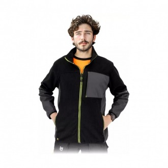 LH-POLSHELL czarno-żółty męski polar 280g wzm. softshellem