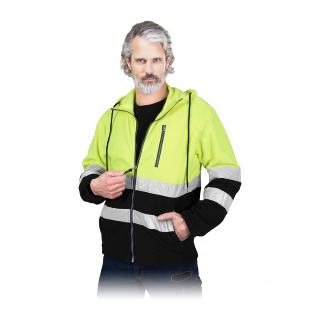 REIS POLSTRIP-HD męski polar ostrzegawczy z kapturem 280g
