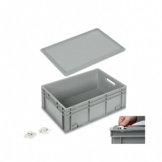 Skrzynka plastikowa pojemnik Euro 600×400 z pokrywą z opcją plombowania