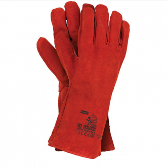 RSPBC czerwone długie rękawice spawalnicze dwoina